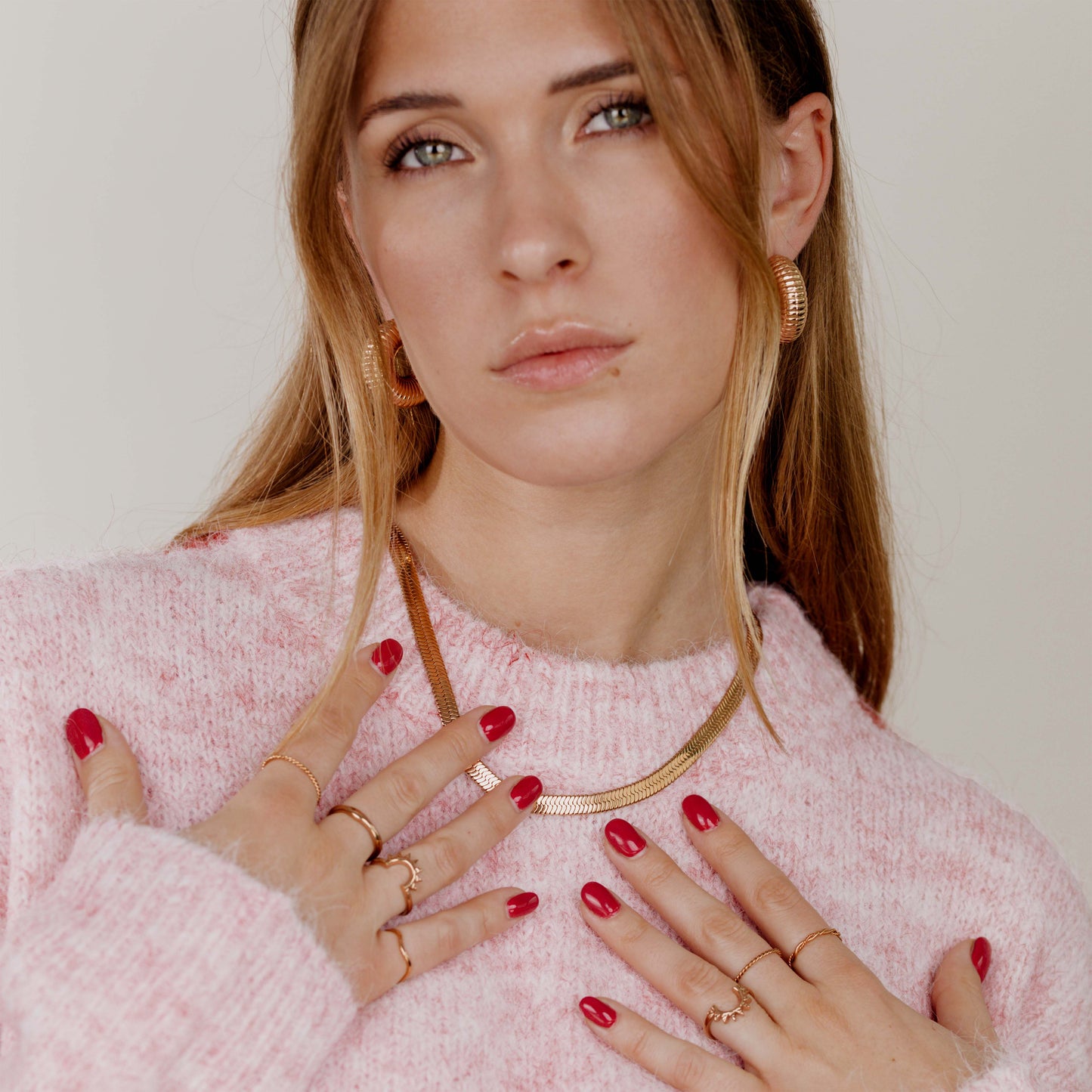 Bold Herringbone Necklace Rose Gold