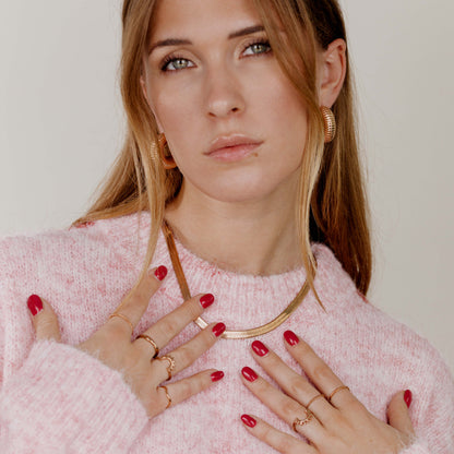 Bold Herringbone Necklace Rose Gold