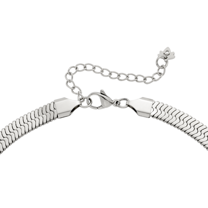 Bold Herringbone Necklace Silver