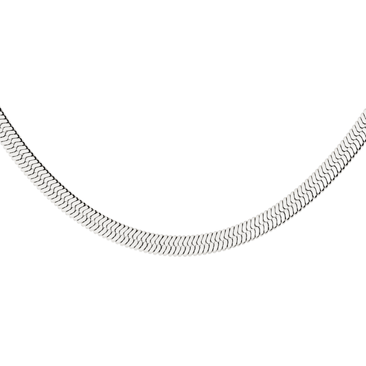 Bold Herringbone Necklace Silver
