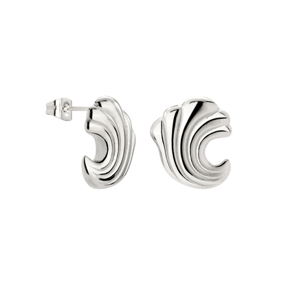 Bold Wave Studs Silver