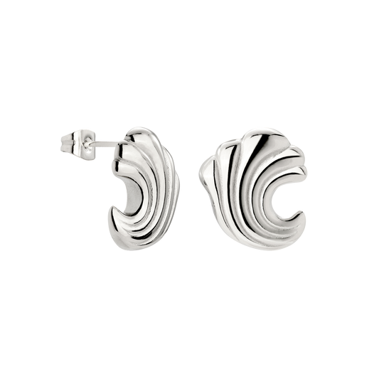 Bold Wave Studs Silver