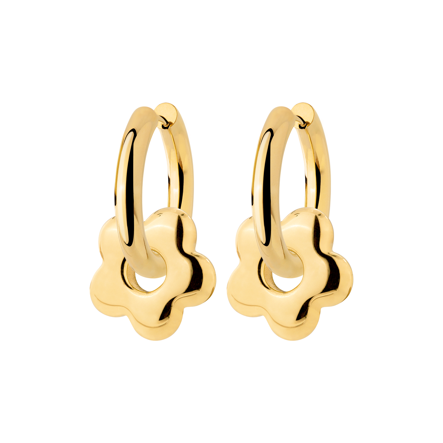 Chunky Bubble Flower Hoop Set Medium Gold