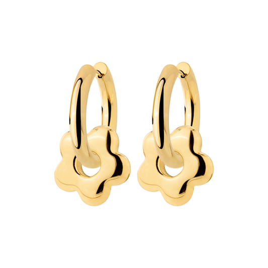 Chunky Bubble Flower Hoop Set Medium Gold