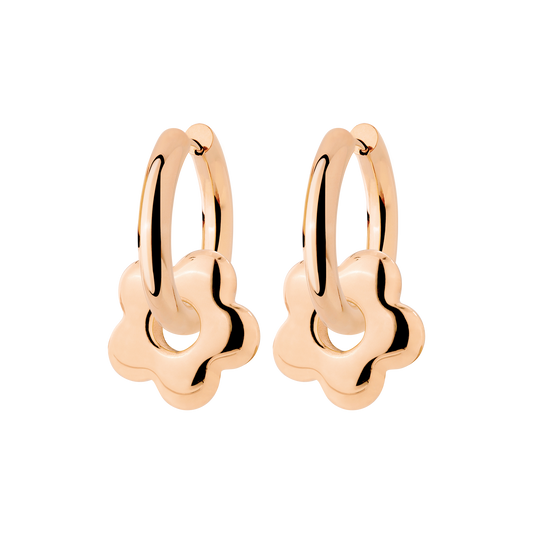 Chunky Bubble Flower Hoop Set Medium Rose Gold