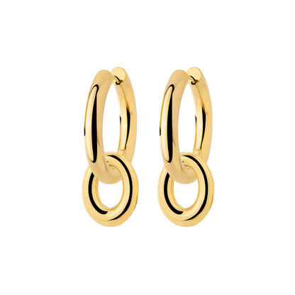 Chunky Oval Donut Hoop Set Medium Gold
