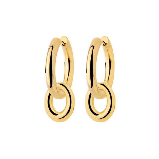 Chunky Oval Donut Hoop Set Medium Gold
