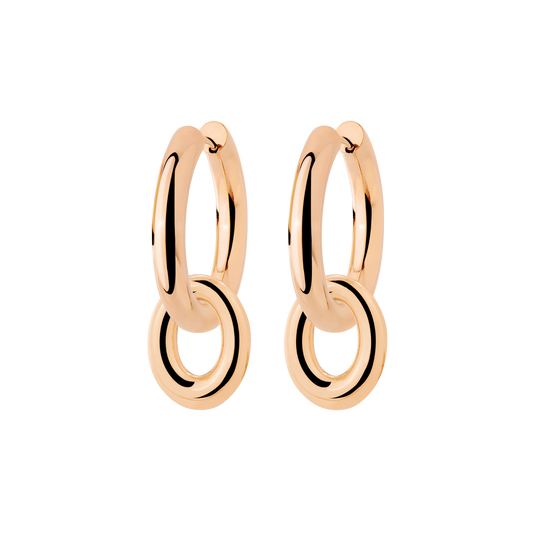 Chunky Oval Donut Hoop Set Medium Rose Gold