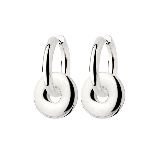 Chunky Sleek Donut Hoop Set Medium Silver