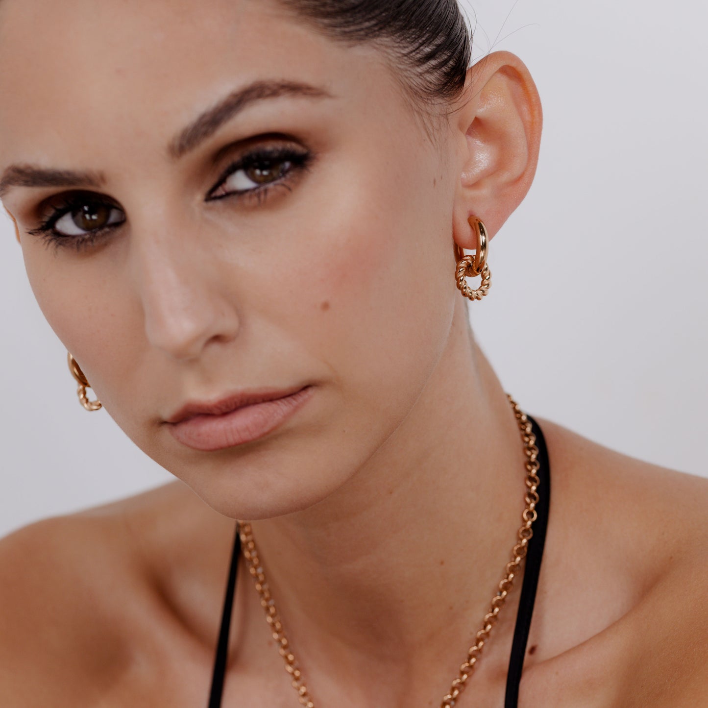Chunky Twisted Donut Hoop Set Medium Rose Gold