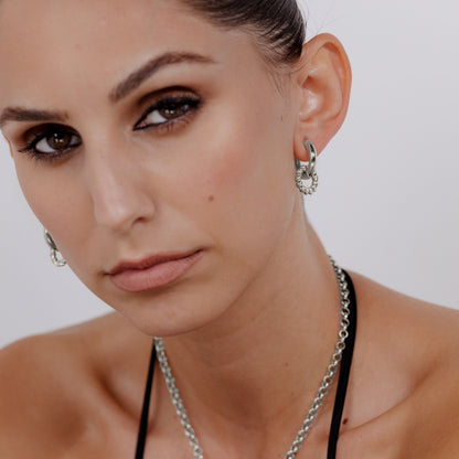 Chunky Twisted Donut Hoop Set Medium Silver