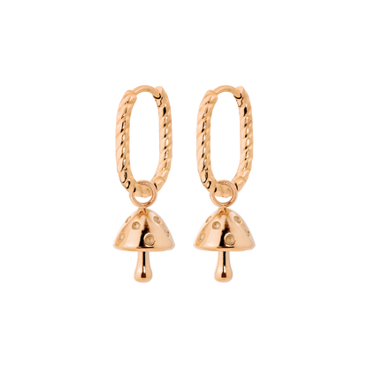 Cute Mushroom Twisted Oval Hoop Set Baby Rose Gold