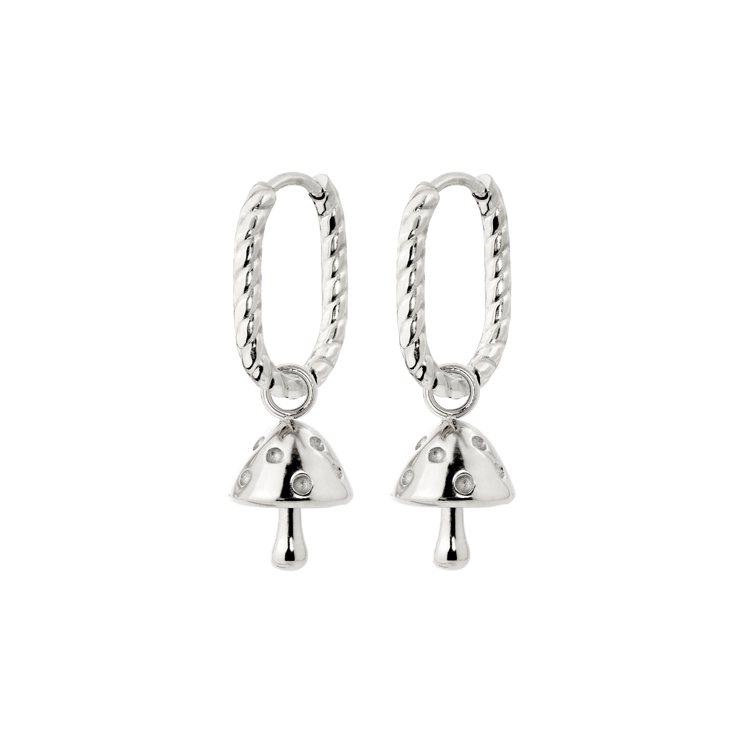 Cute Mushroom Twisted Oval Hoop Set Baby Silver