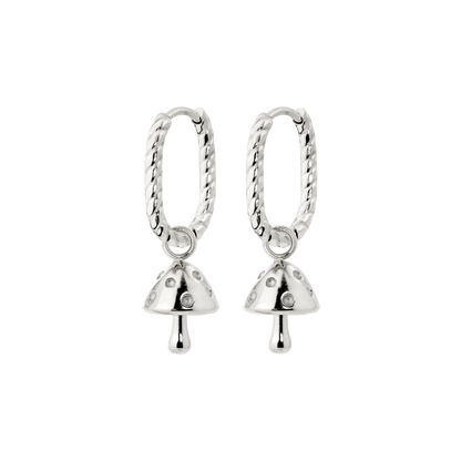Cute Mushroom Twisted Oval Hoop Set Baby Silver