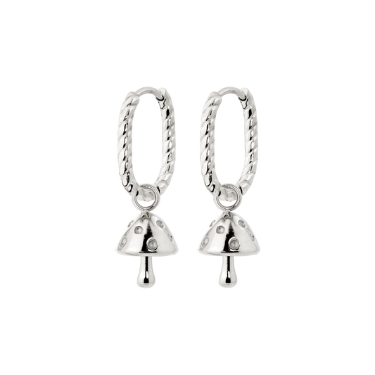 Cute Mushroom Twisted Oval Hoop Set Baby Silver