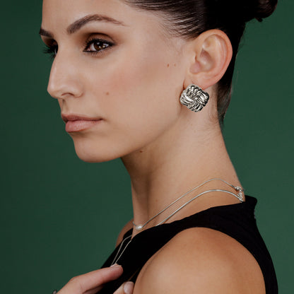 Granny Button Studs Large Silver