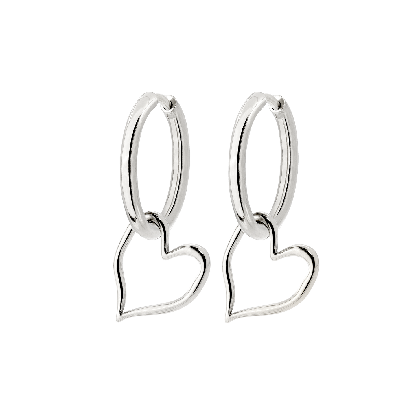 Melting Heart Hoop Set Medium Silver