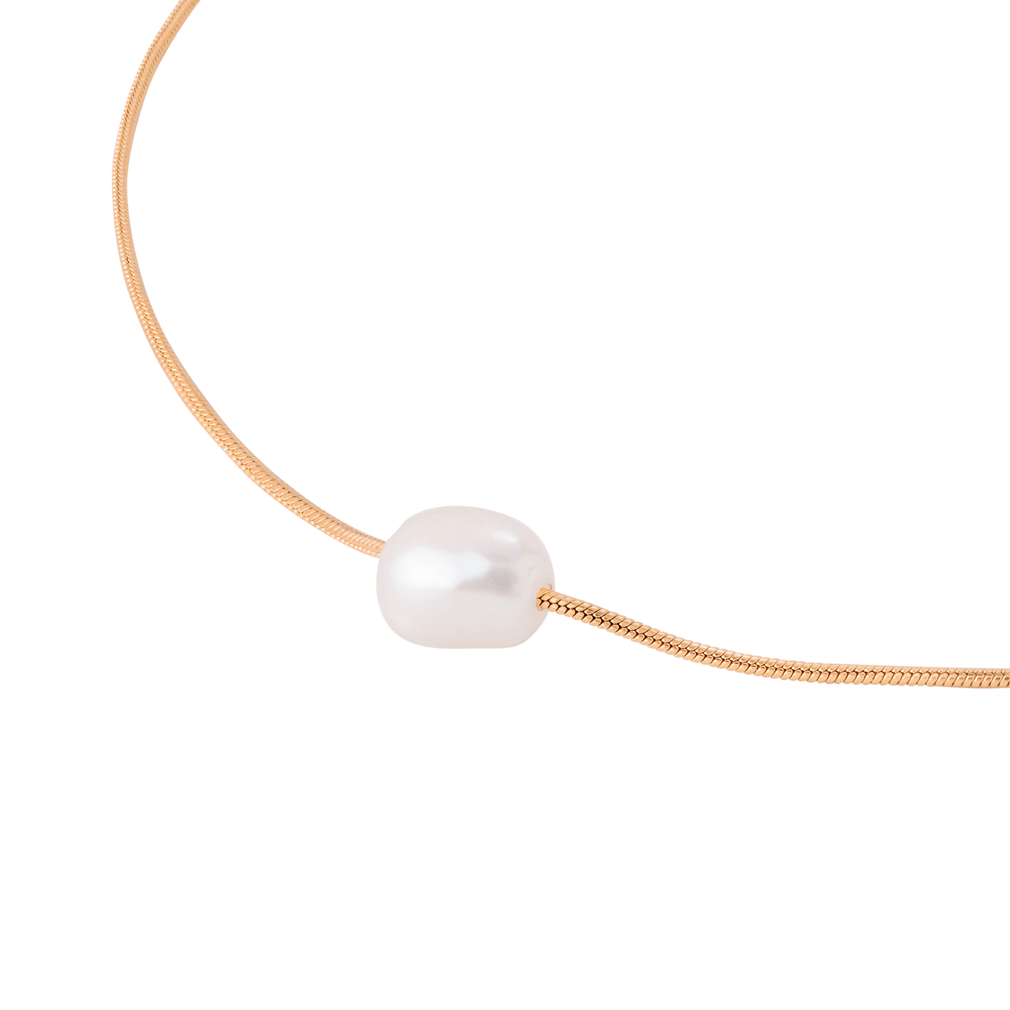 Minimalist Pearl Necklace Rose Gold