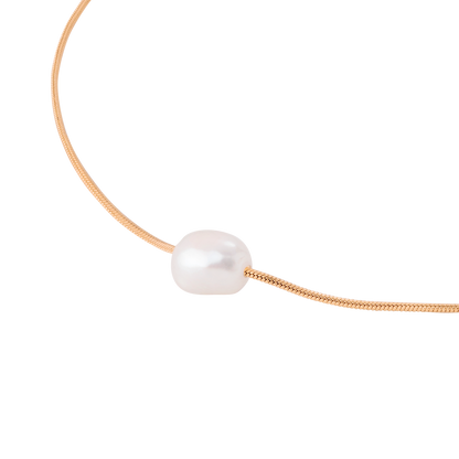 Minimalist Pearl Necklace Rose Gold