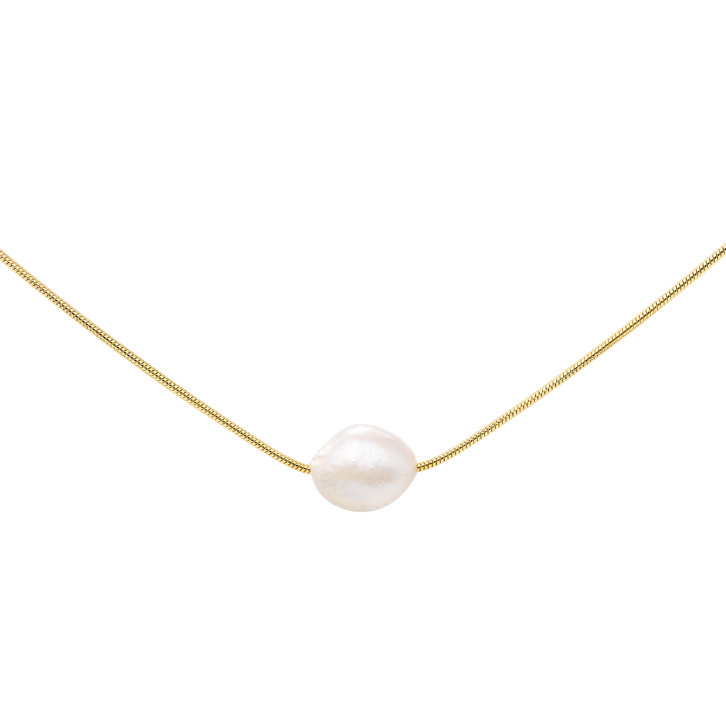 Minimalist Pearl Necklace Gold
