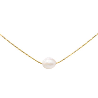 Minimalist Pearl Necklace Gold