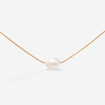 Minimalist Pearl Necklace Rose Gold