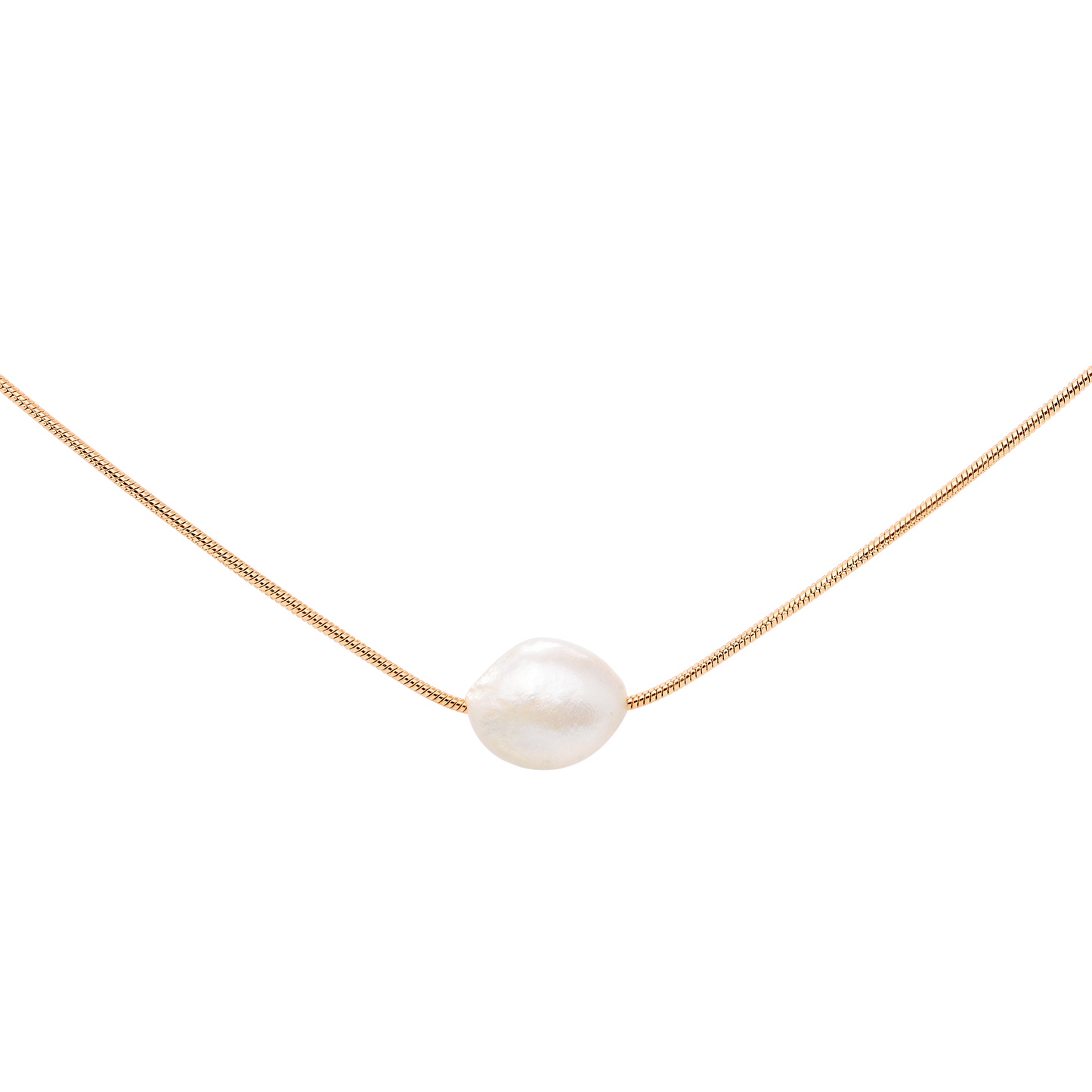 Minimalist Pearl Necklace Rose Gold