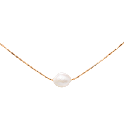 Minimalist Pearl Necklace Rose Gold
