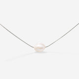 Minimalist Pearl Necklace Silver