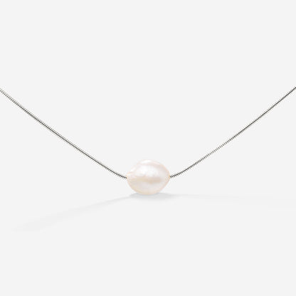 Minimalist Pearl Necklace Silver