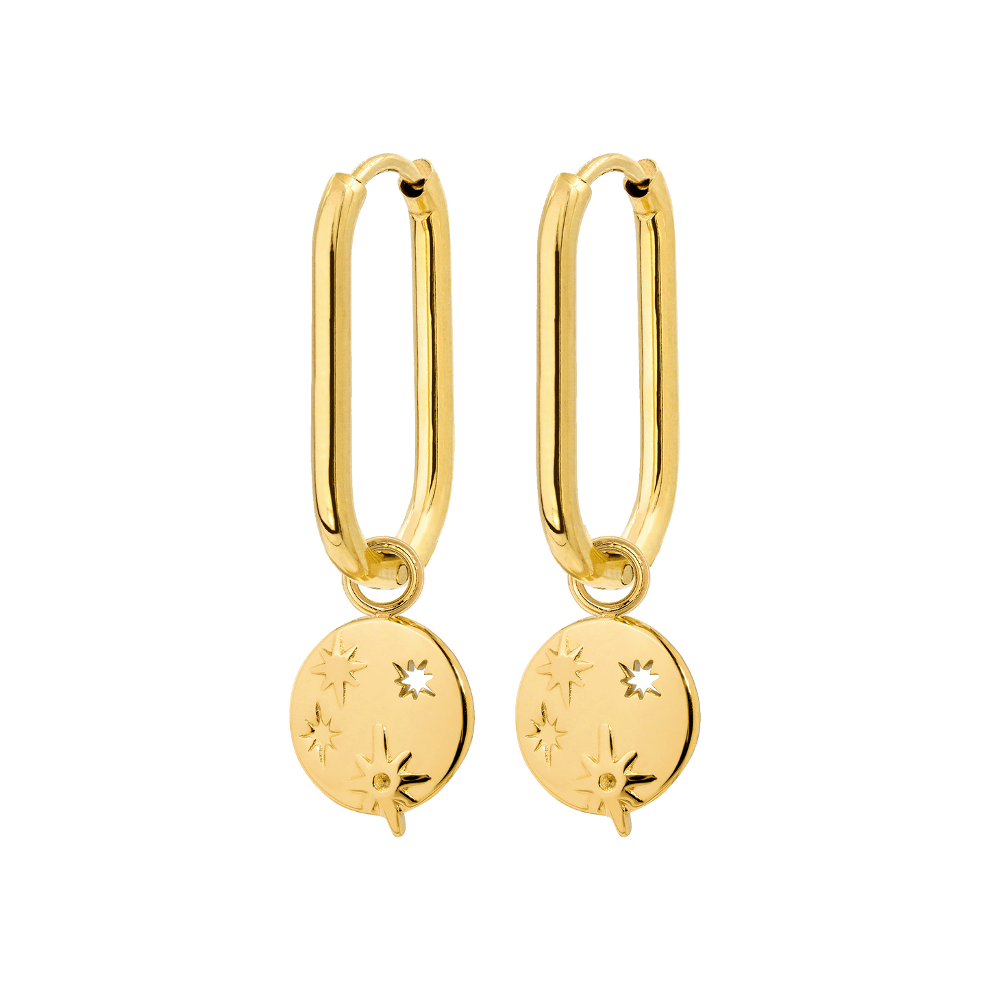 Shiny Stars Oval Hoop Set Small Gold