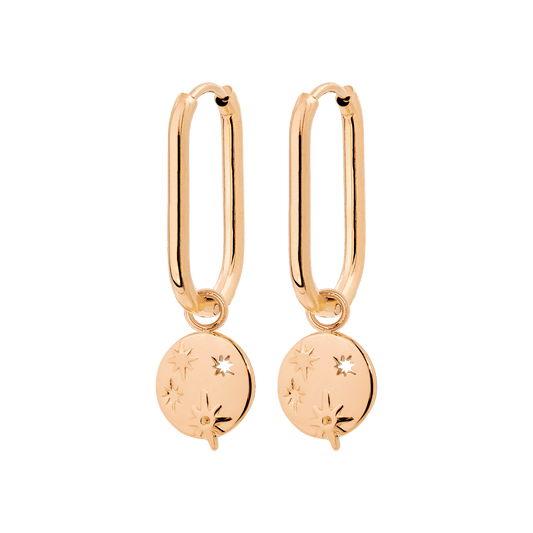 Shiny Stars Oval Hoop Set Small Rose Gold