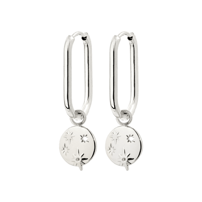 Shiny Stars Oval Hoop Set Small Silver