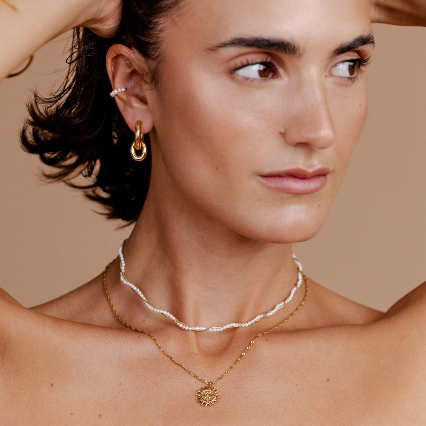 Chunky Oval Donut Hoop Set Medium Gold