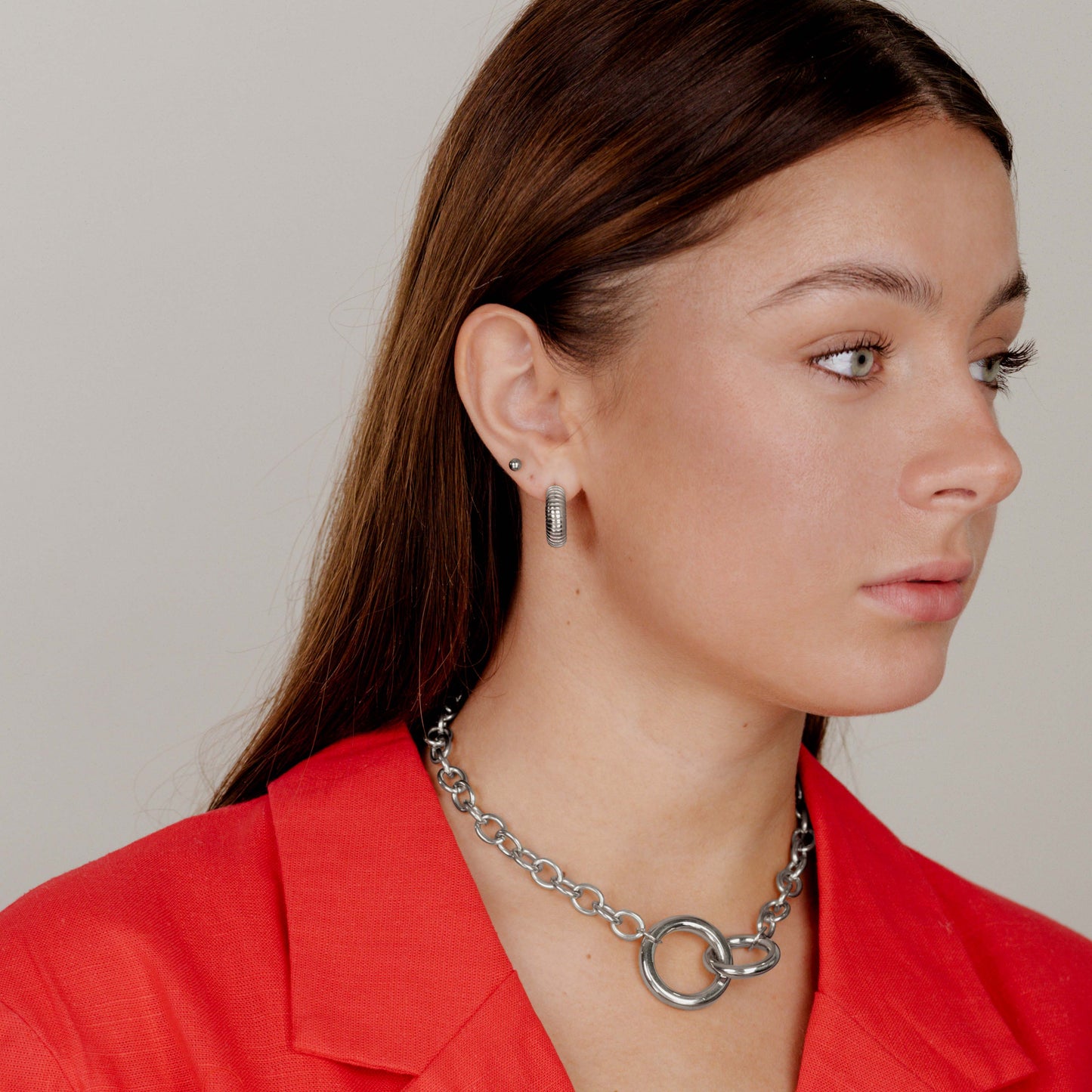 Spiral of Love Hoop Studs Small Silver