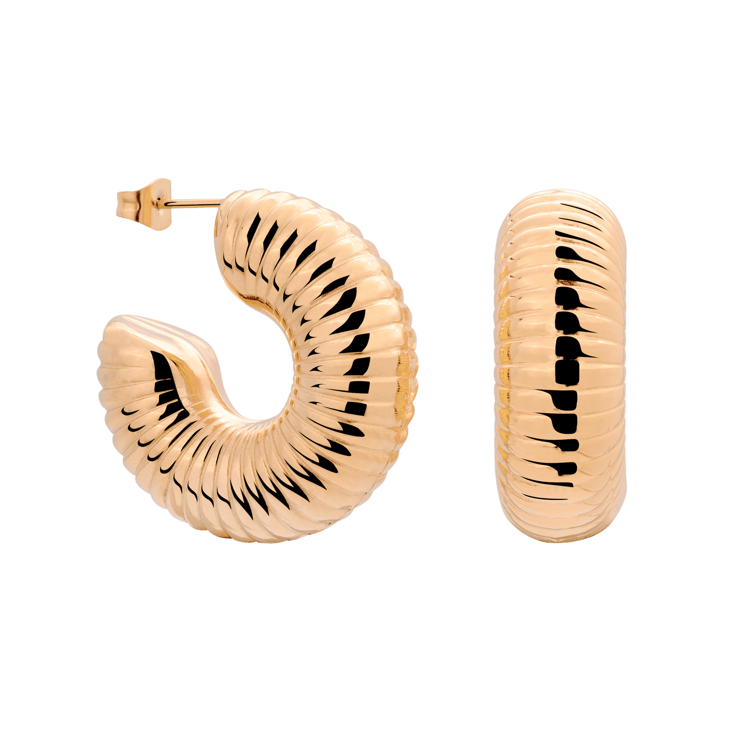 Spiral of Love Hoop Studs Large Rose Gold
