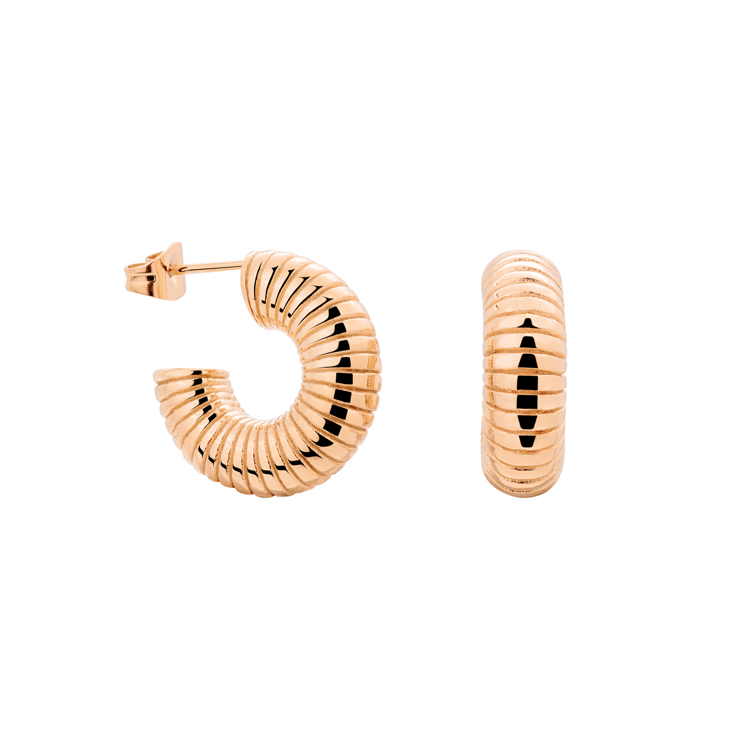 Spiral of Love Hoop Studs Small Rose Gold