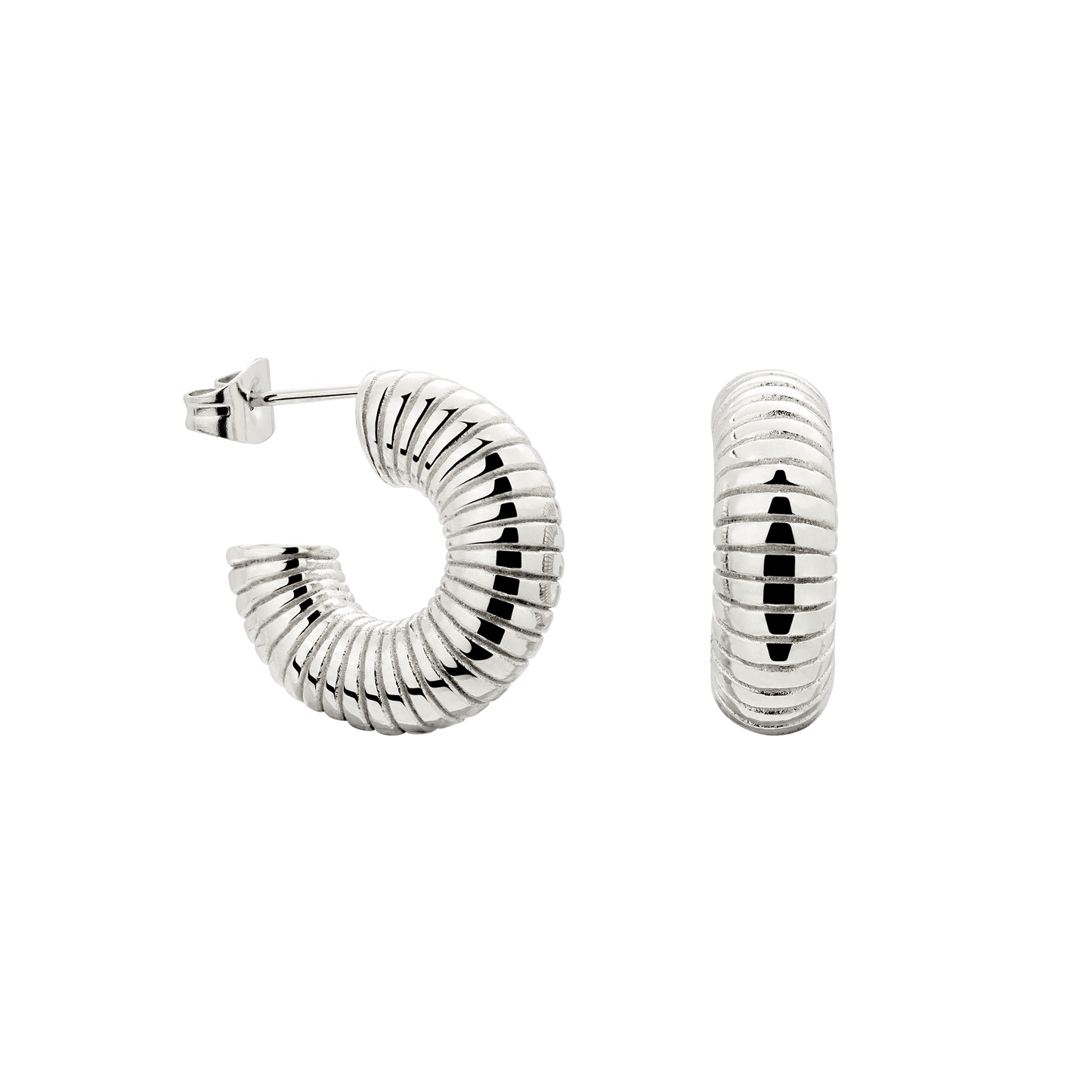 Spiral of Love Hoop Studs Small Silver