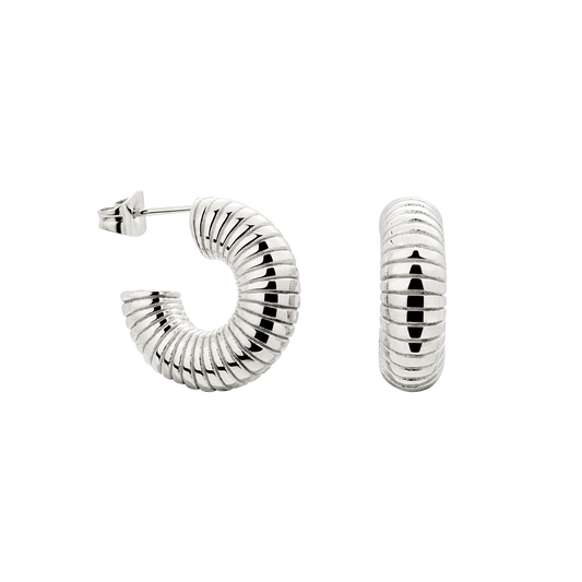 Spiral of Love Hoop Studs Small Silver