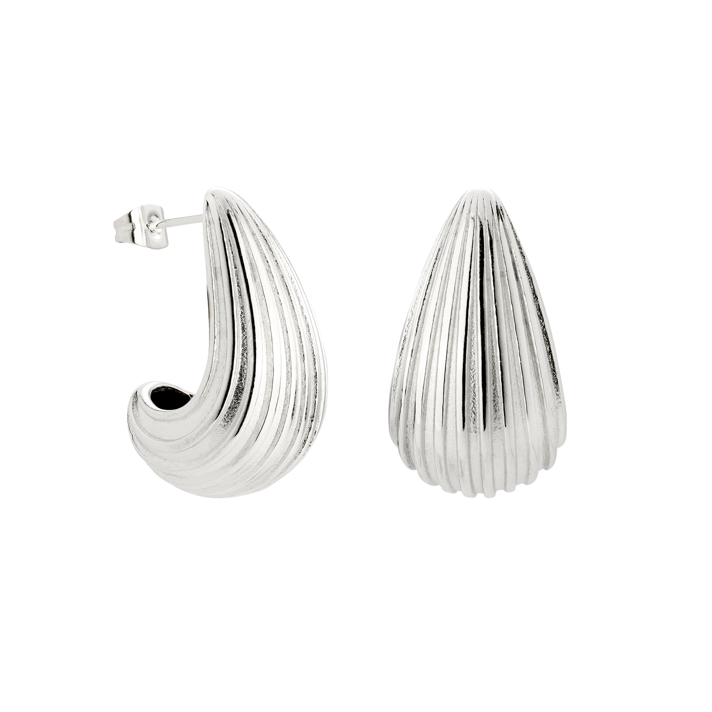 Textured Droplet Studs Large Silver
