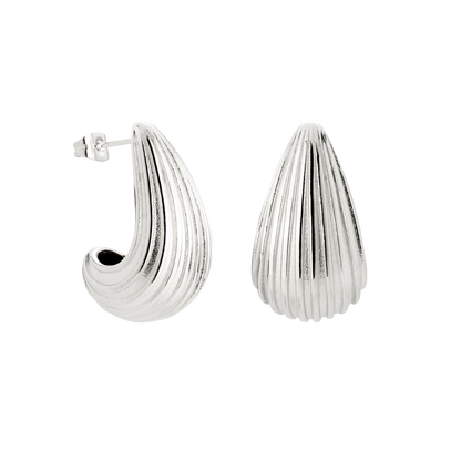 Textured Droplet Studs Large Silver