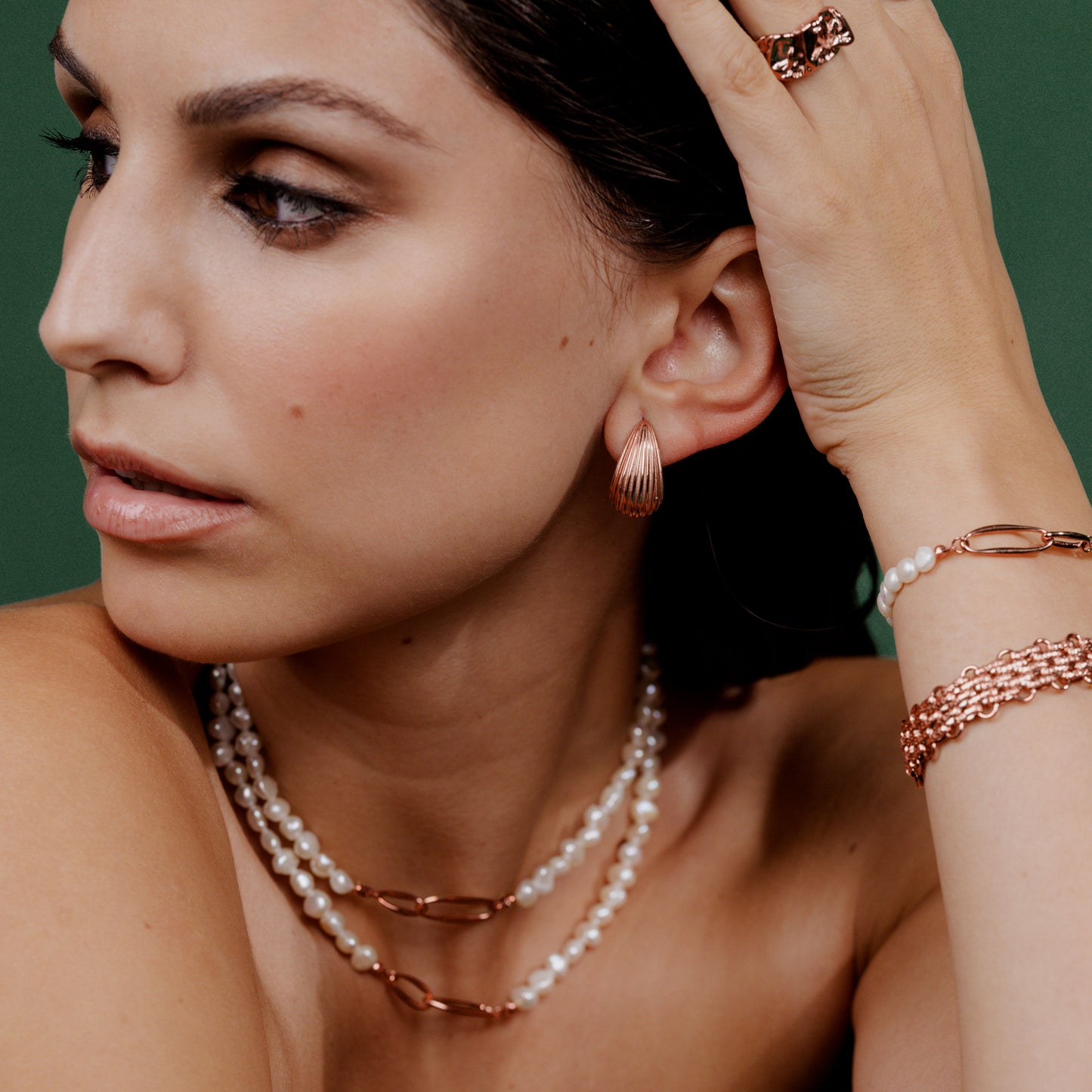 Textured Droplet Studs Small Rose Gold