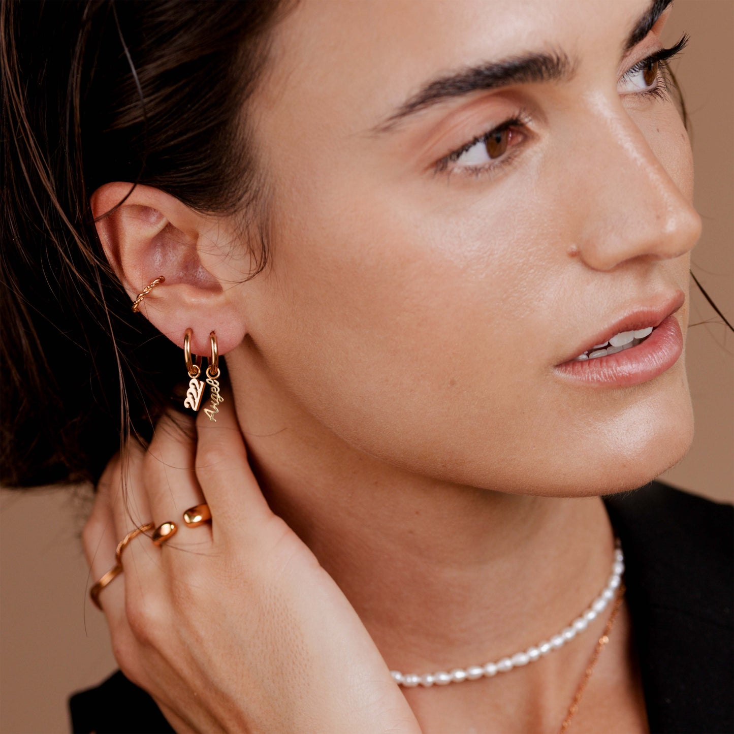 The Angel Hoop Set Small Rose Gold