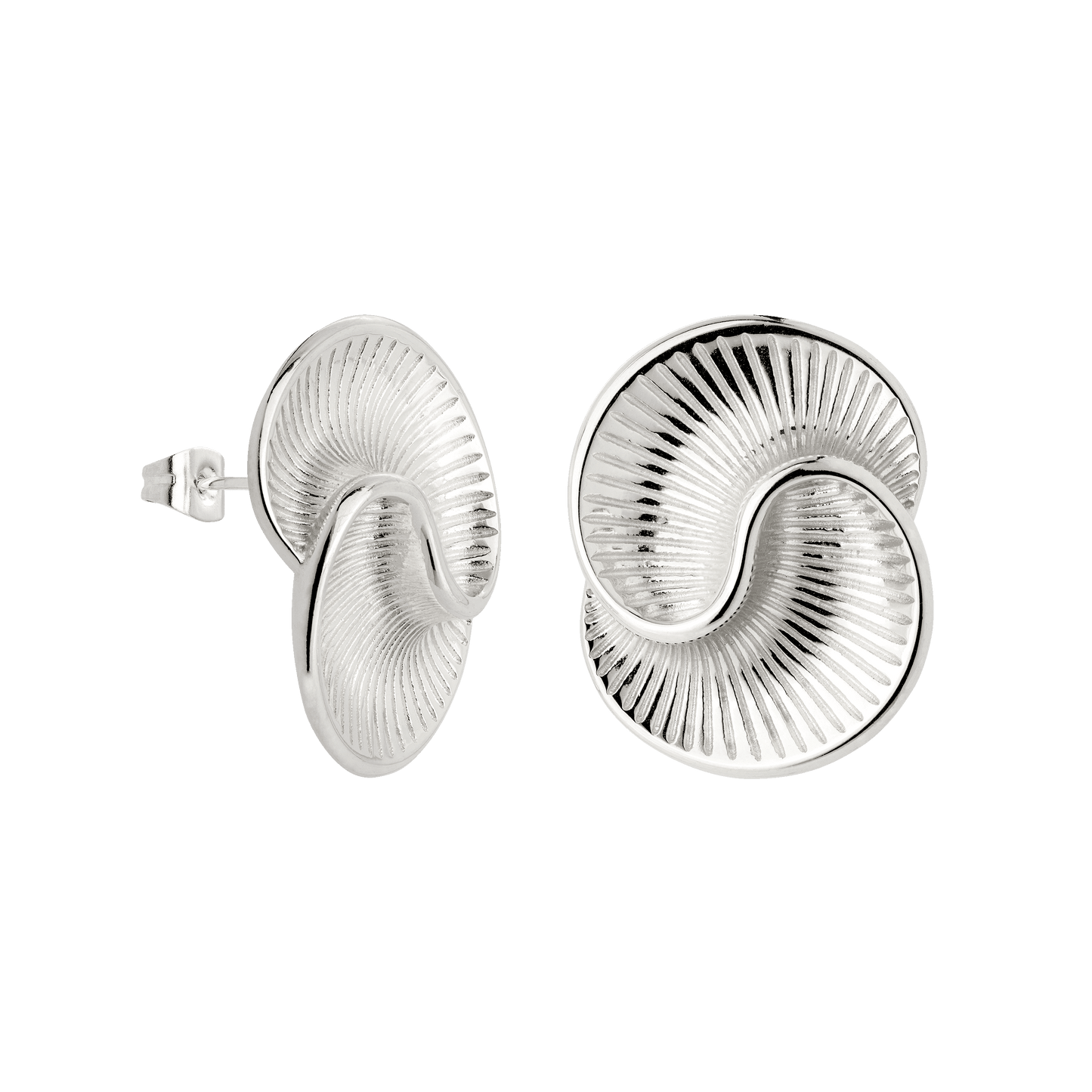 Winding Spiral Studs Silver