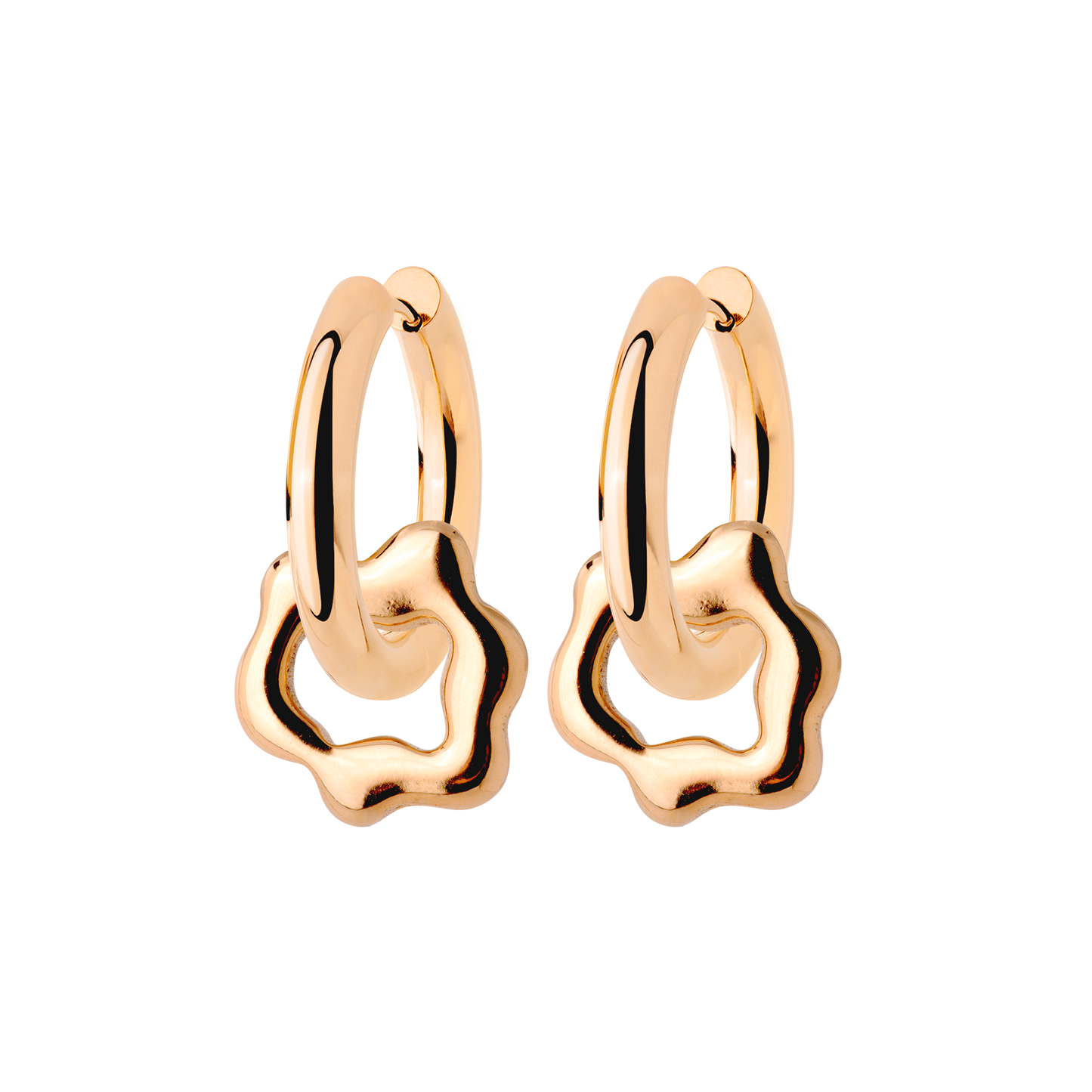 Chunky Melting Donut Hoop Set Medium Rose Gold