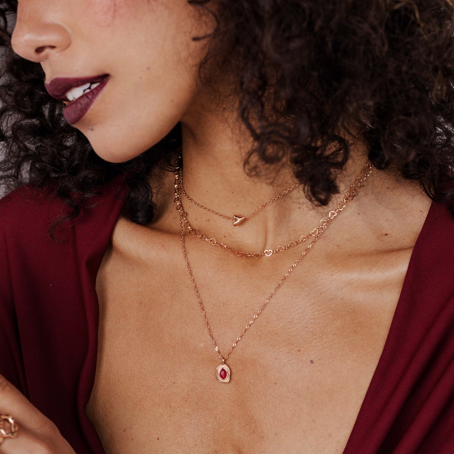 Heart after Heart Necklace Rose Gold