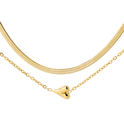 Flowy Heart Necklace Bundle Gold