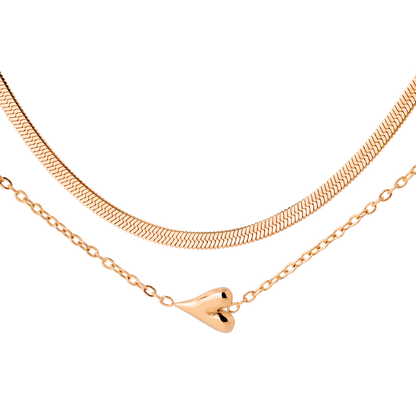 Flowy Heart Necklace Bundle Rose Gold