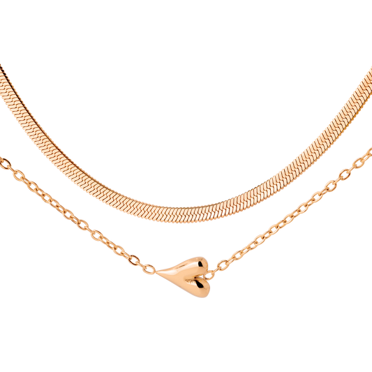 Flowy Heart Necklace Bundle Rose Gold