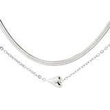 Flowy Heart Necklace Bundle Silver